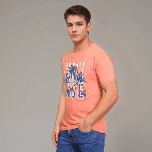 Summer Paradise Rust Orange Color Crew Neck T-Shirt - VOGUE DESIRE