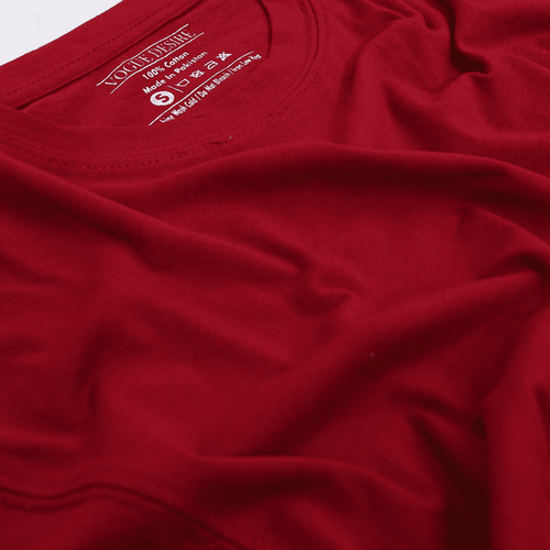 Burgundy Maroon Color Basic Crew Neck T-Shirt - VOGUE DESIRE