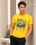 Mustard Color Panorama Mountain Crew Neck T-Shirt