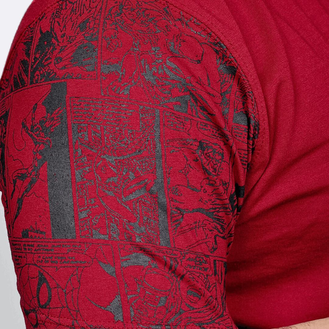 Marvel Characters Burgundy Maroon Color Crew Neck T-Shirt