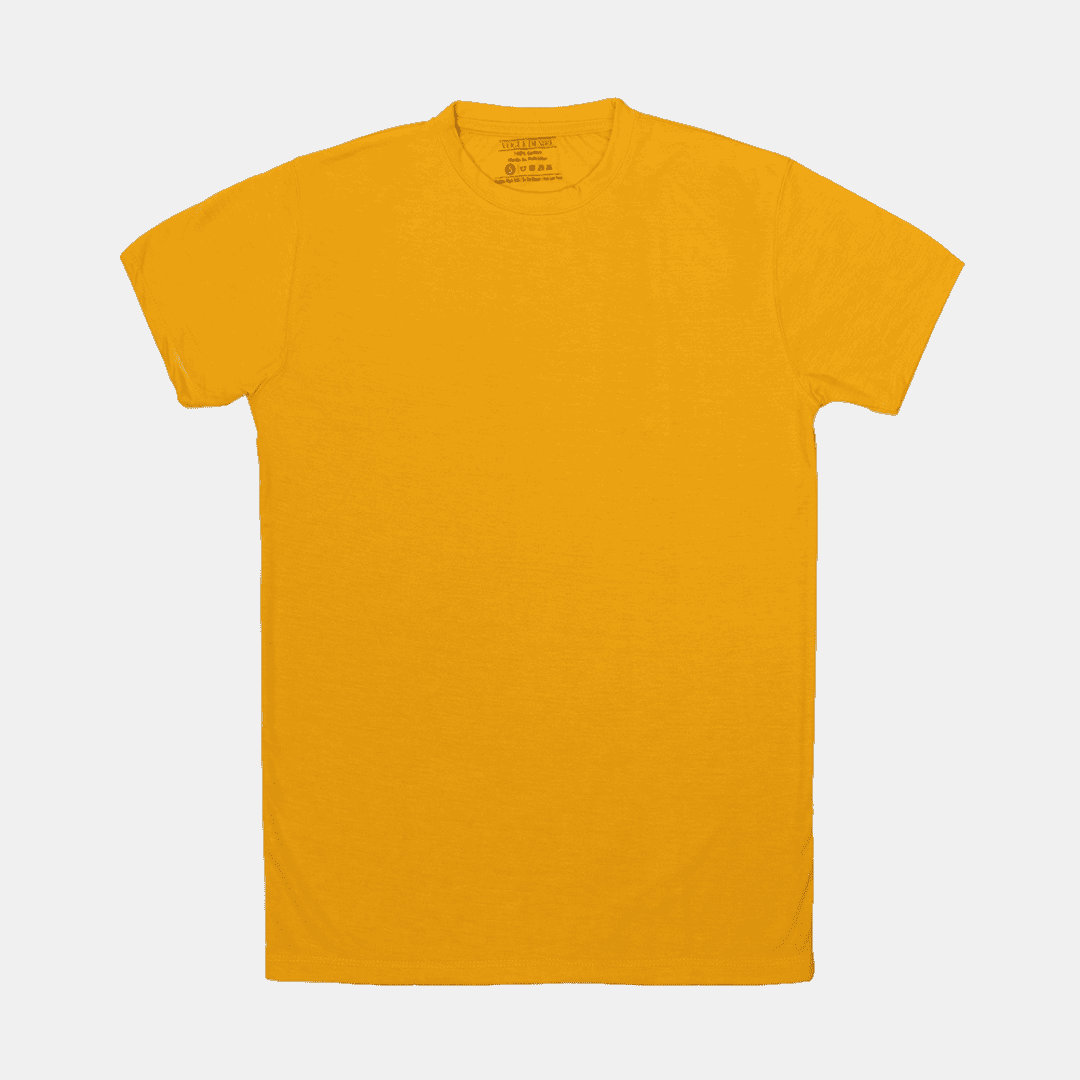Basic Crew Neck Tee — Mustard - VOGUE DESIRE