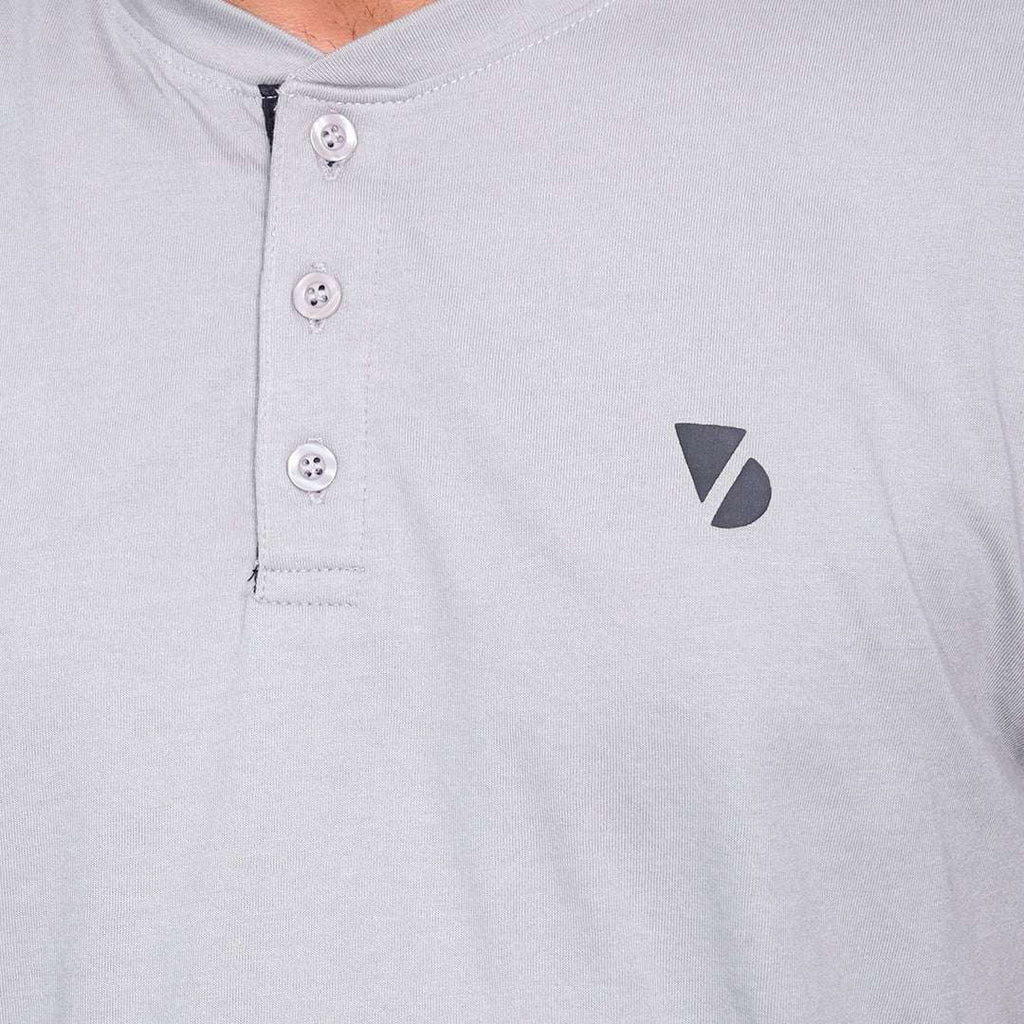 Steel Gray Half Sleeve Henley T-Shirt - VOGUE DESIRE