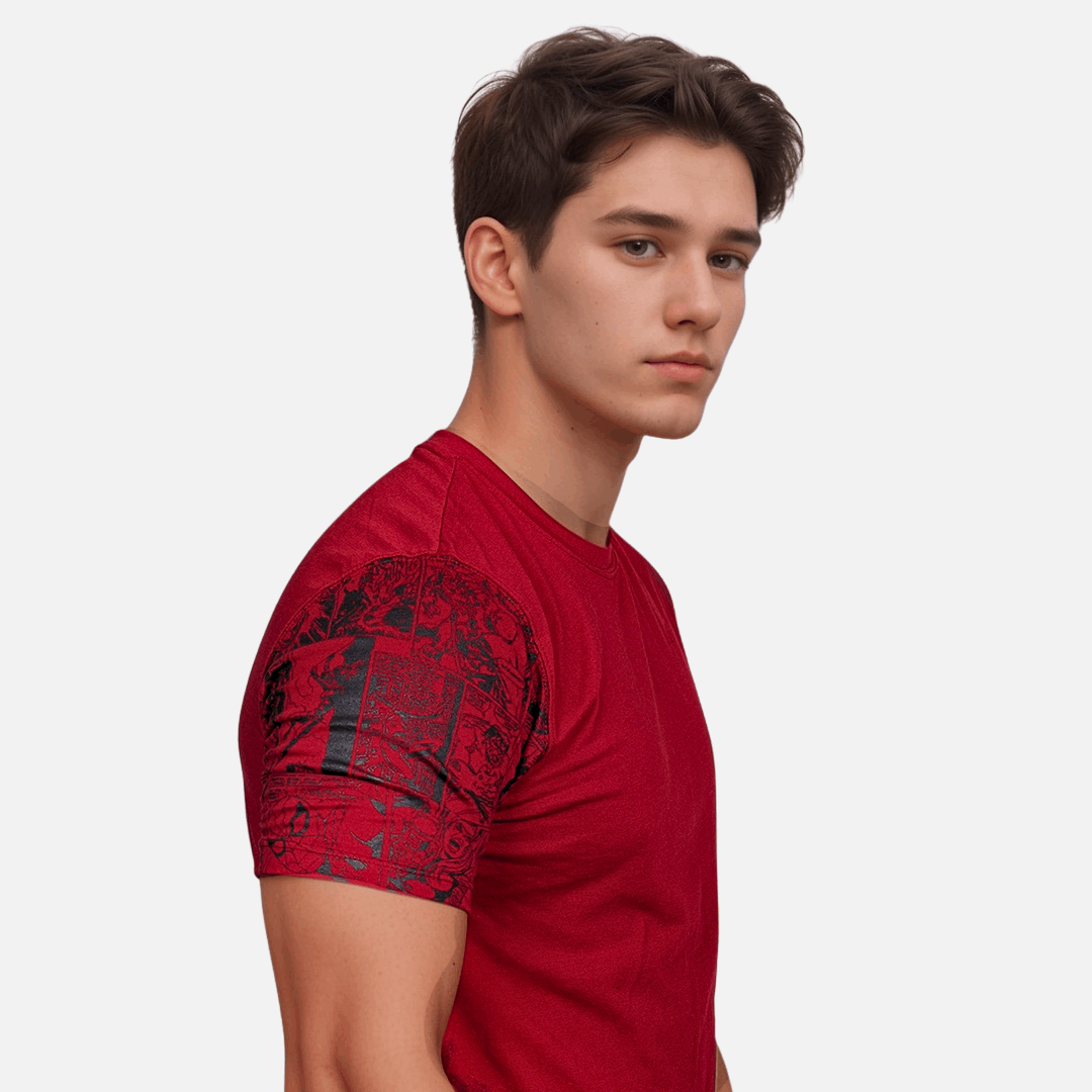 Marvel Characters Burgundy Maroon Color Crew Neck T-Shirt
