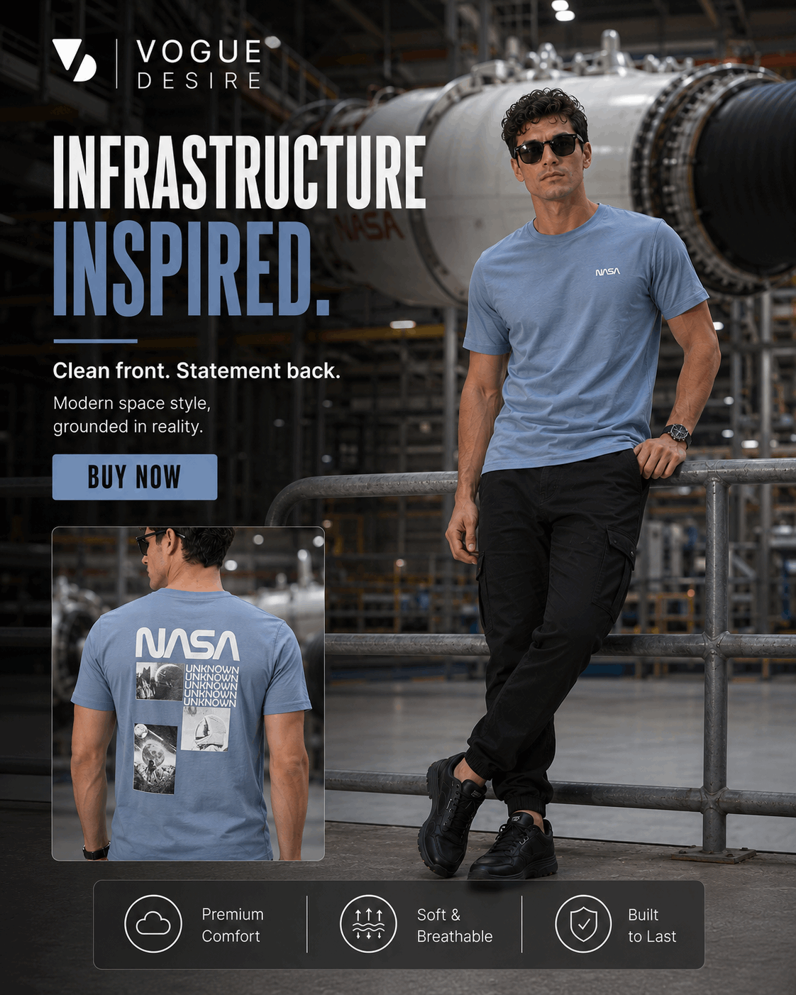 NASA Graphic Tee — Shark Blue