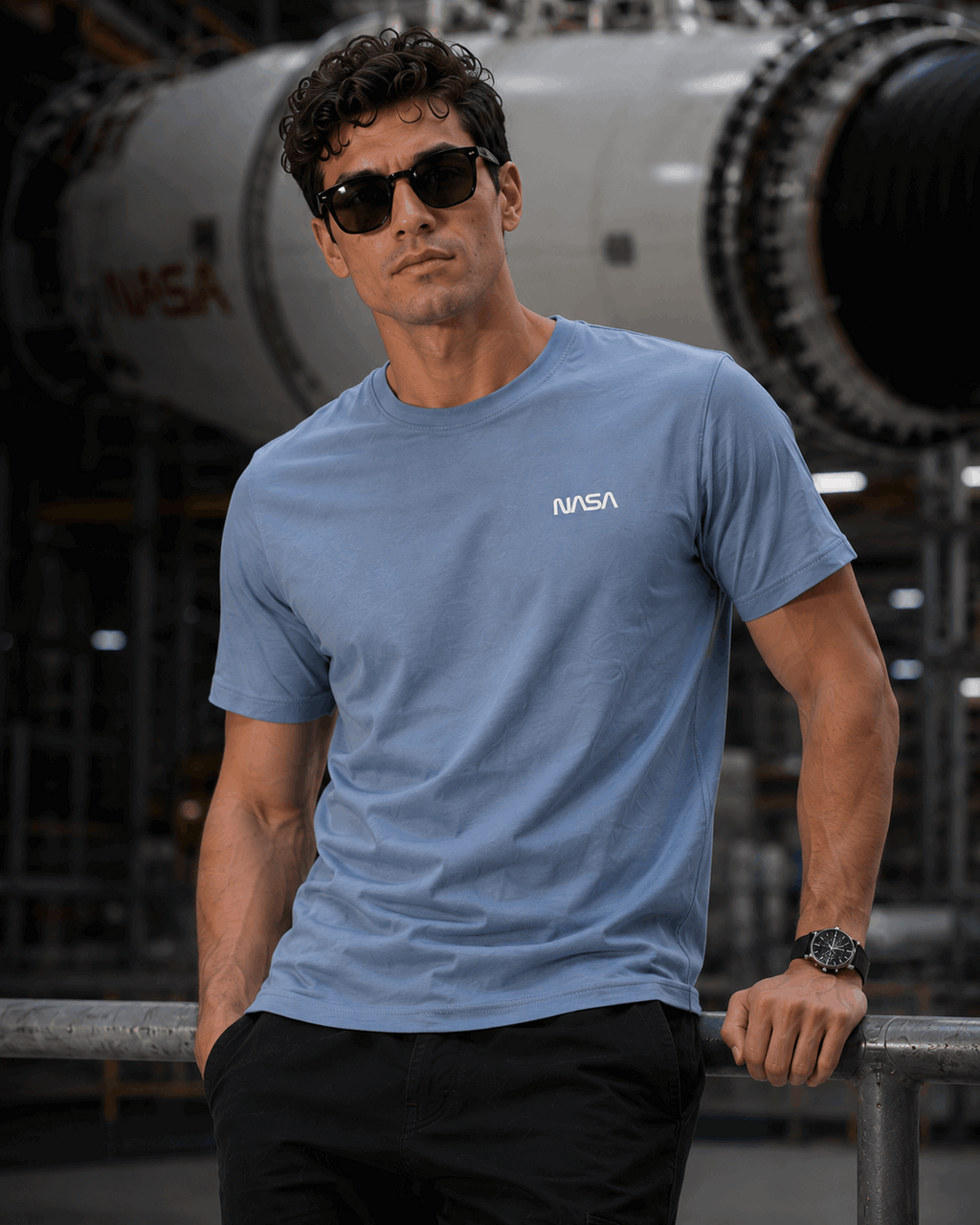 NASA Graphic Tee — Shark Blue