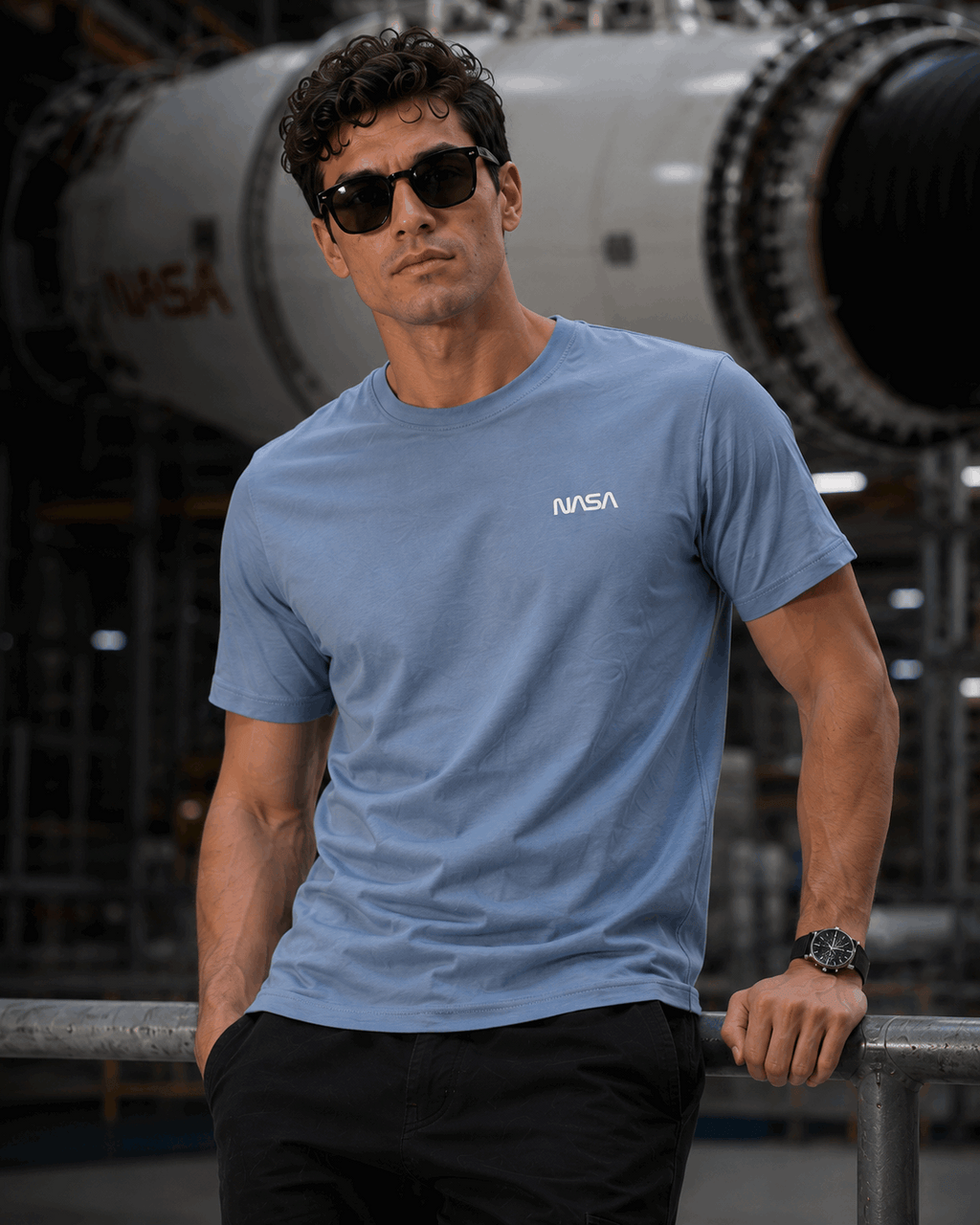 NASA Graphic Tee — Shark Blue