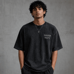 Shadow Route Drop-Shoulder Graphic T-Shirt – Washed Black
