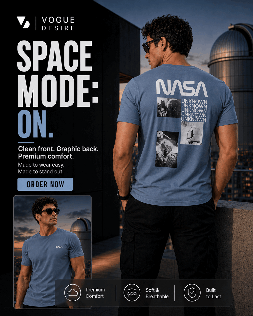 NASA Graphic Tee — Shark Blue