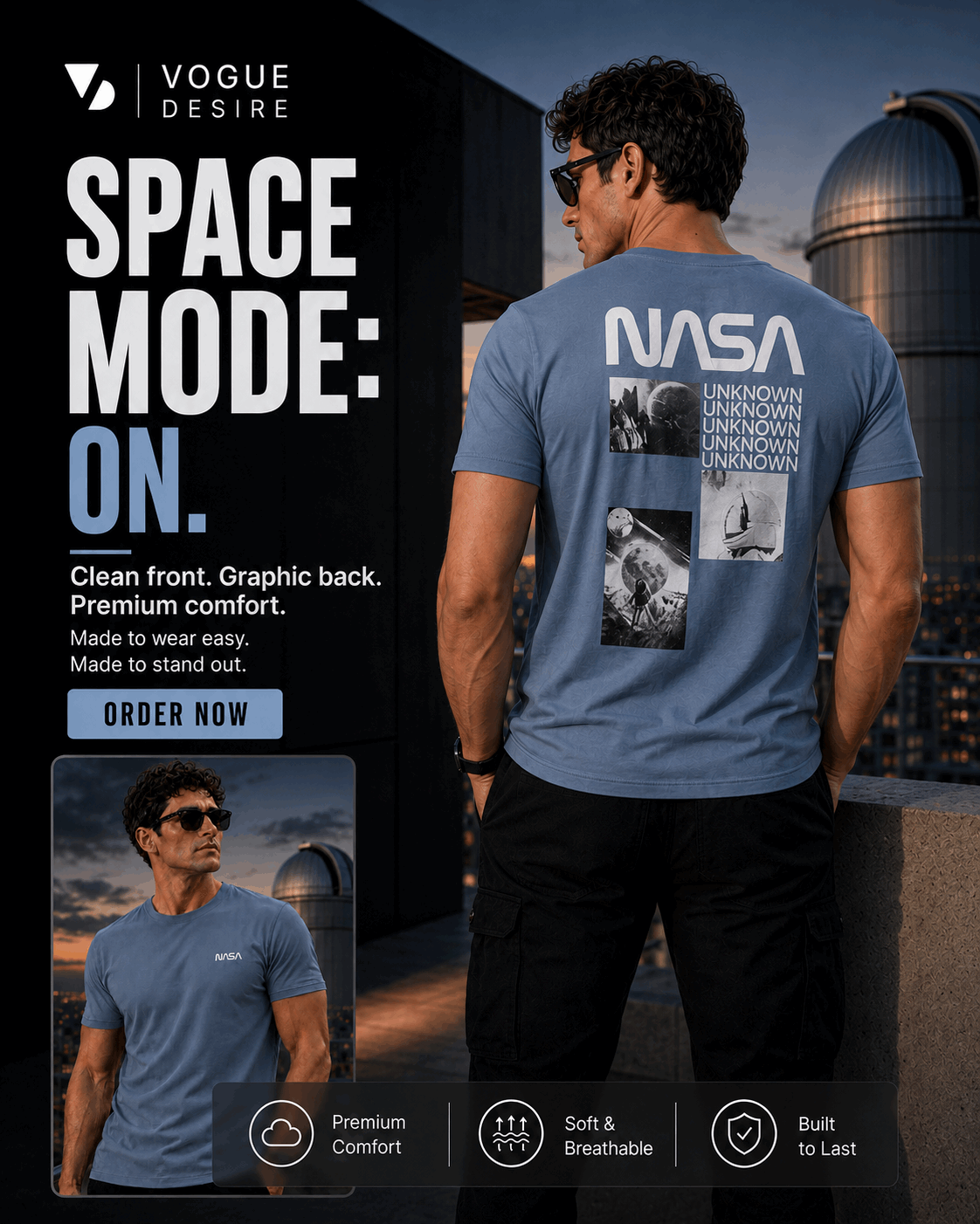 NASA Graphic Tee — Shark Blue