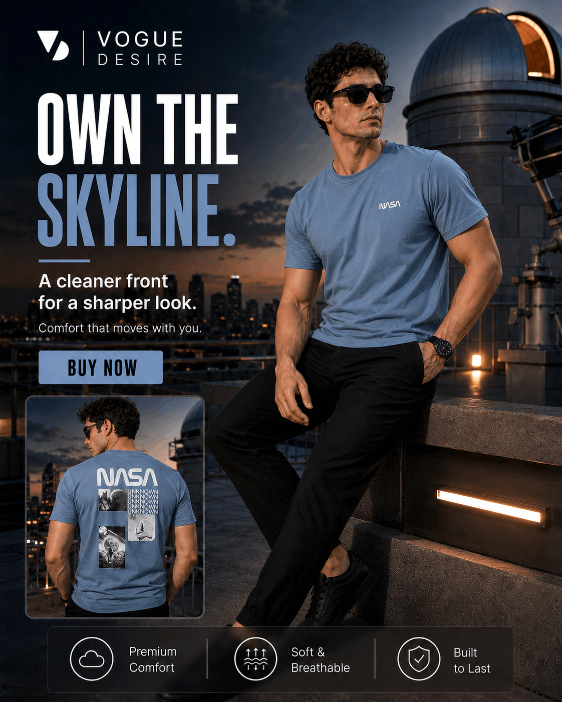 NASA Graphic Tee — Shark Blue