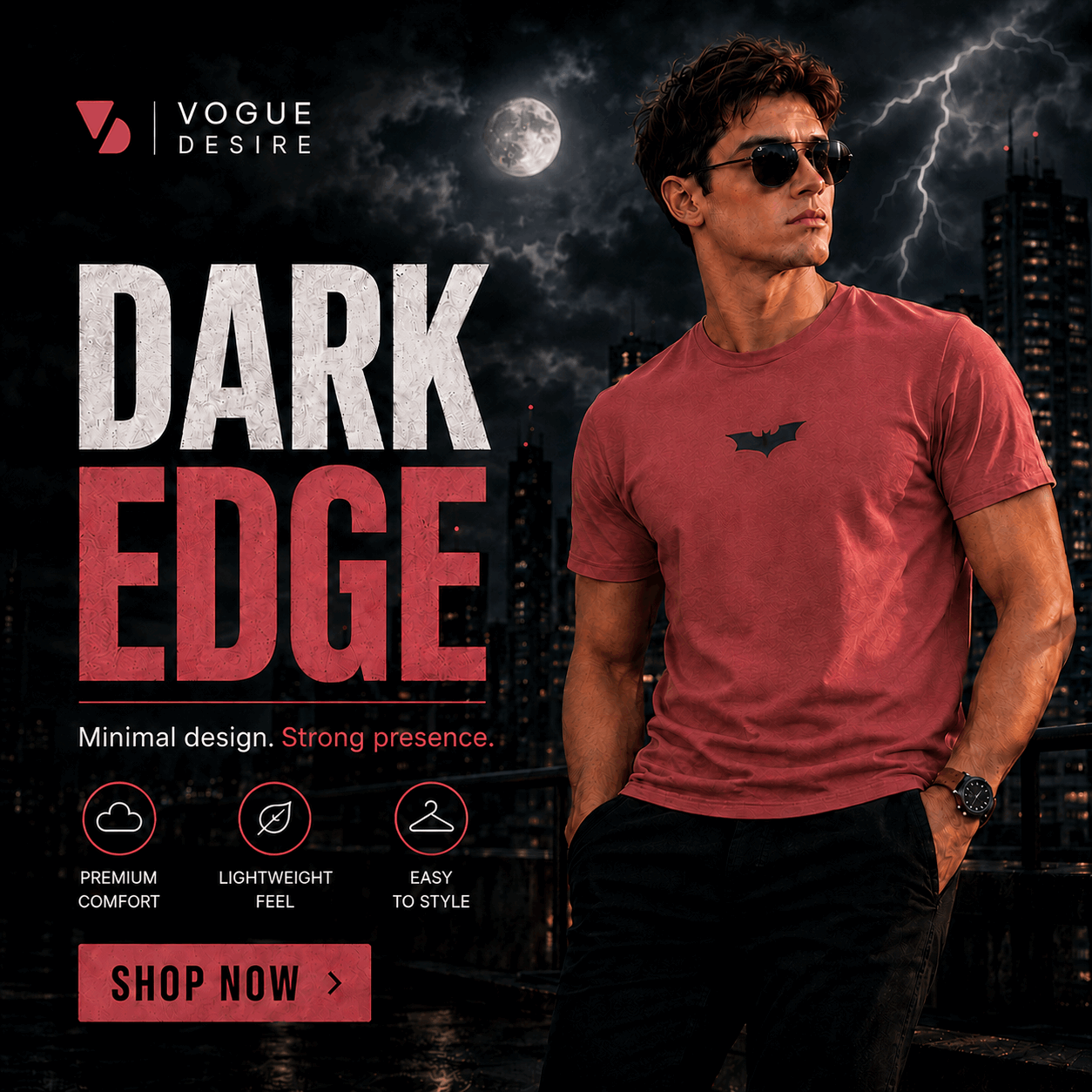 Batman Graphic Tee — Coral
