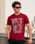 Speed Wheels Burgundy Maroon Color Crew Neck T-Shirt