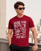 Speed Wheels Burgundy Maroon Color Crew Neck T-Shirt