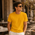 Basic Crew Neck Tee — Mustard - VOGUE DESIRE