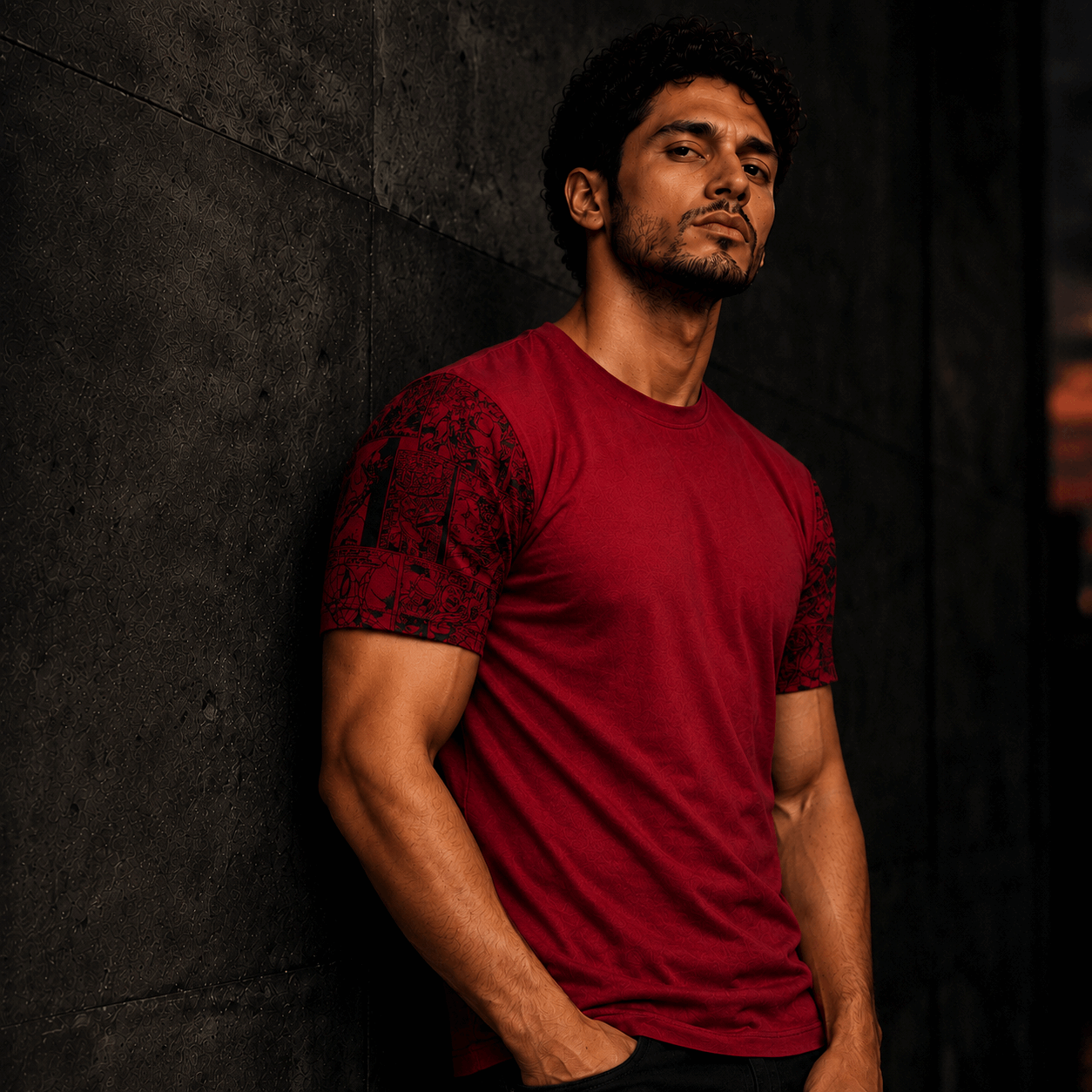 Marvel Characters Graphic Tee — Burgundy Maroon