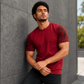 Signature Comic Sleeve Graphic Tee — Burgundy Maroon