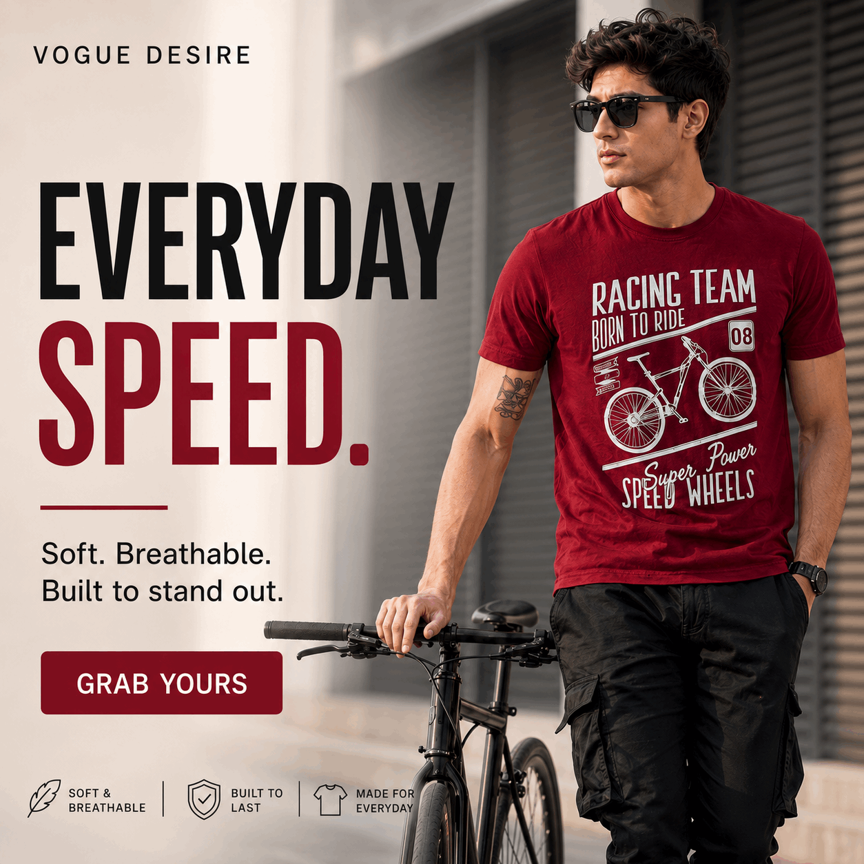 Speed Wheels Graphic Tee — Burgundy Maroon