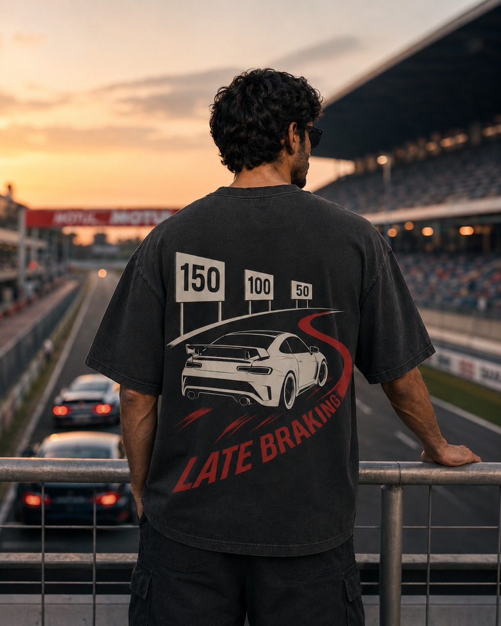 Late Braking Drop Shoulder Oversized T-Shirt – Washed Black