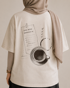 Cafe Notes Oversized Drop Shoulder T-Shirt – Off-White