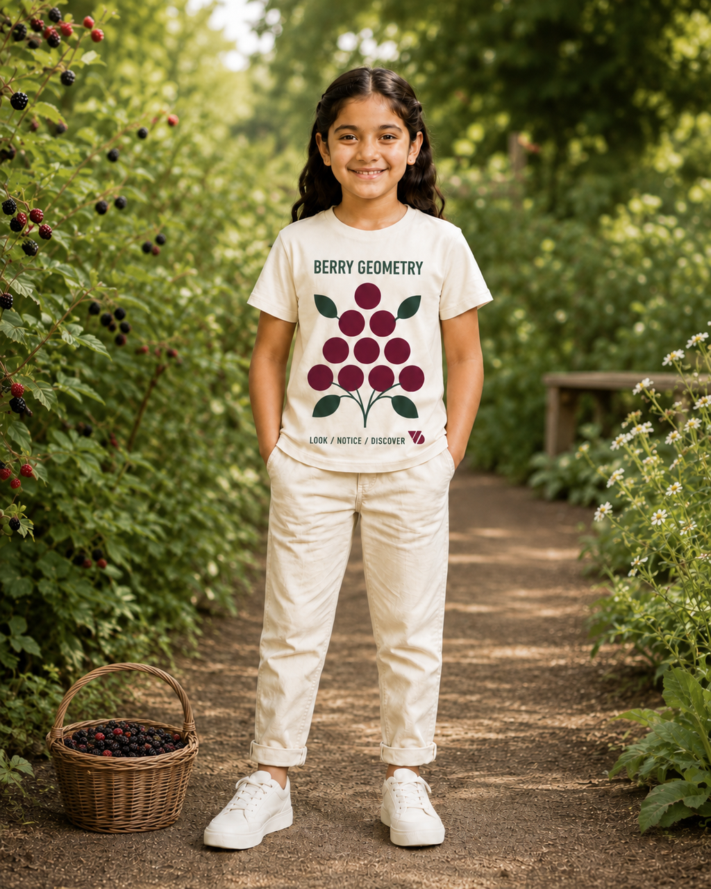 Berry Geometry Kids T-Shirt – Off-White