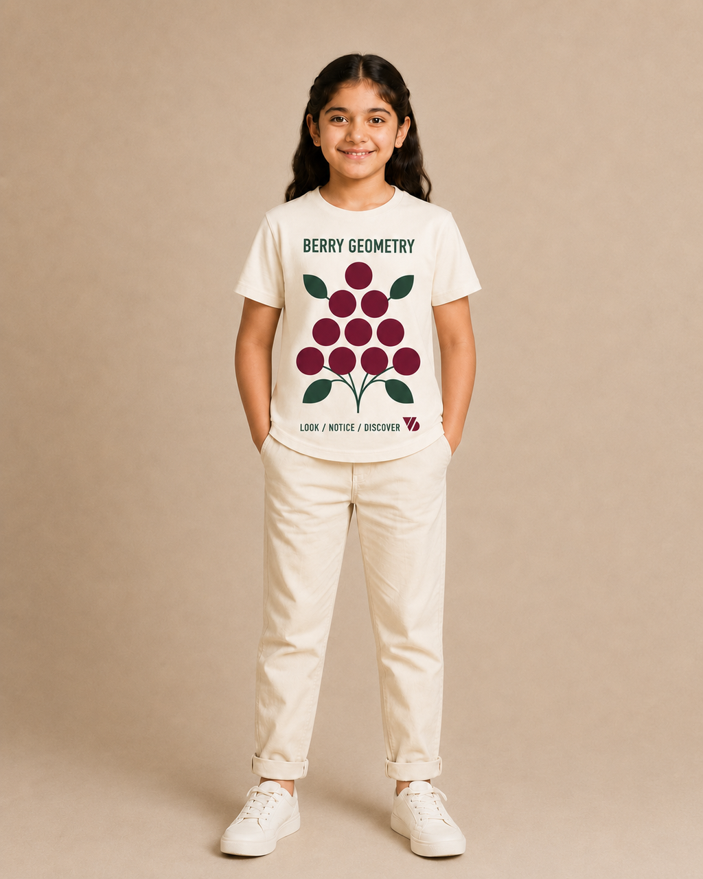 Berry Geometry Kids T-Shirt – Off-White