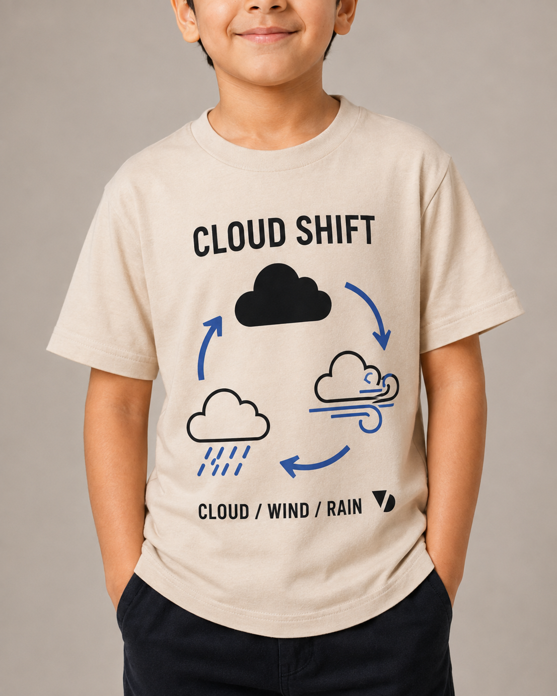 Cloud Shift Kids T-Shirt – Beige