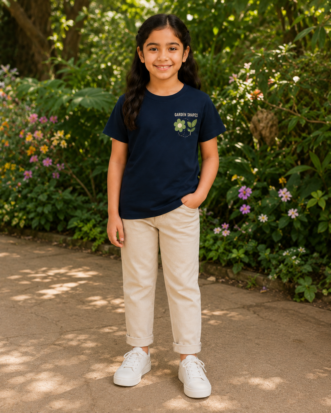Garden Shapes Kids T-Shirt – Navy