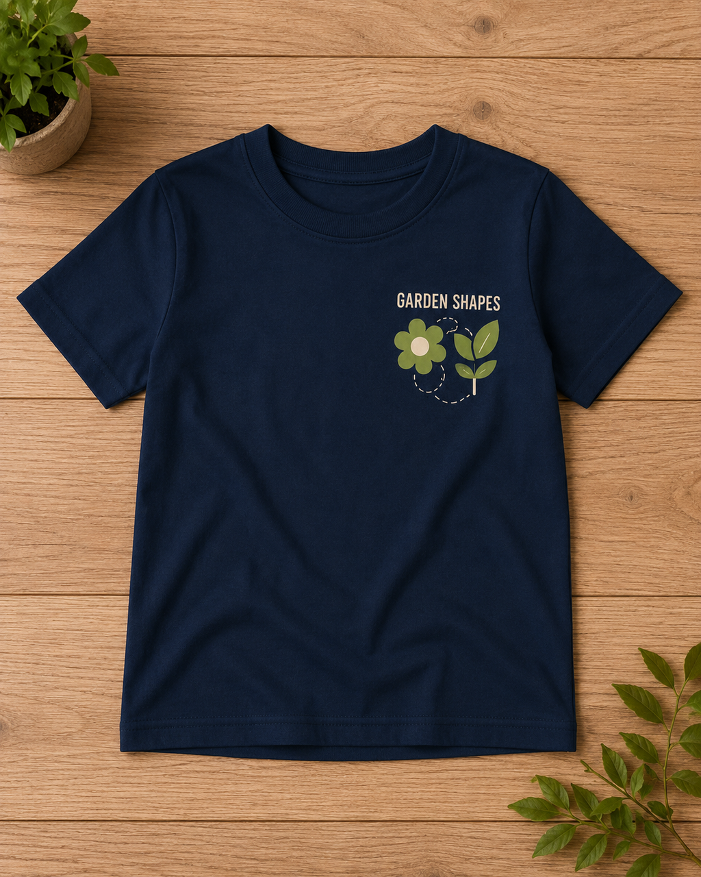 Garden Shapes Kids T-Shirt – Navy