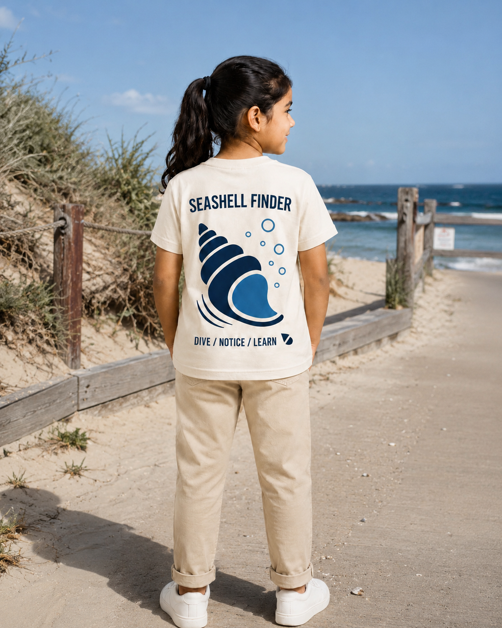 Seashell Finder Kids T-Shirt – Off-White