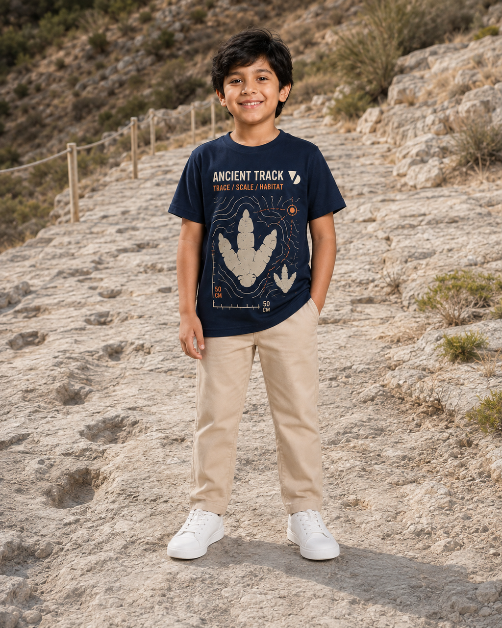 Ancient Track Kids T-Shirt – Navy