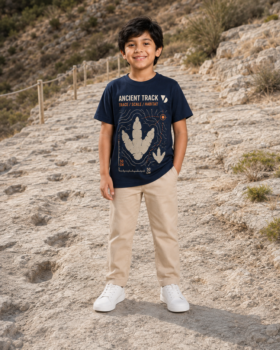 Ancient Track Kids T-Shirt – Navy