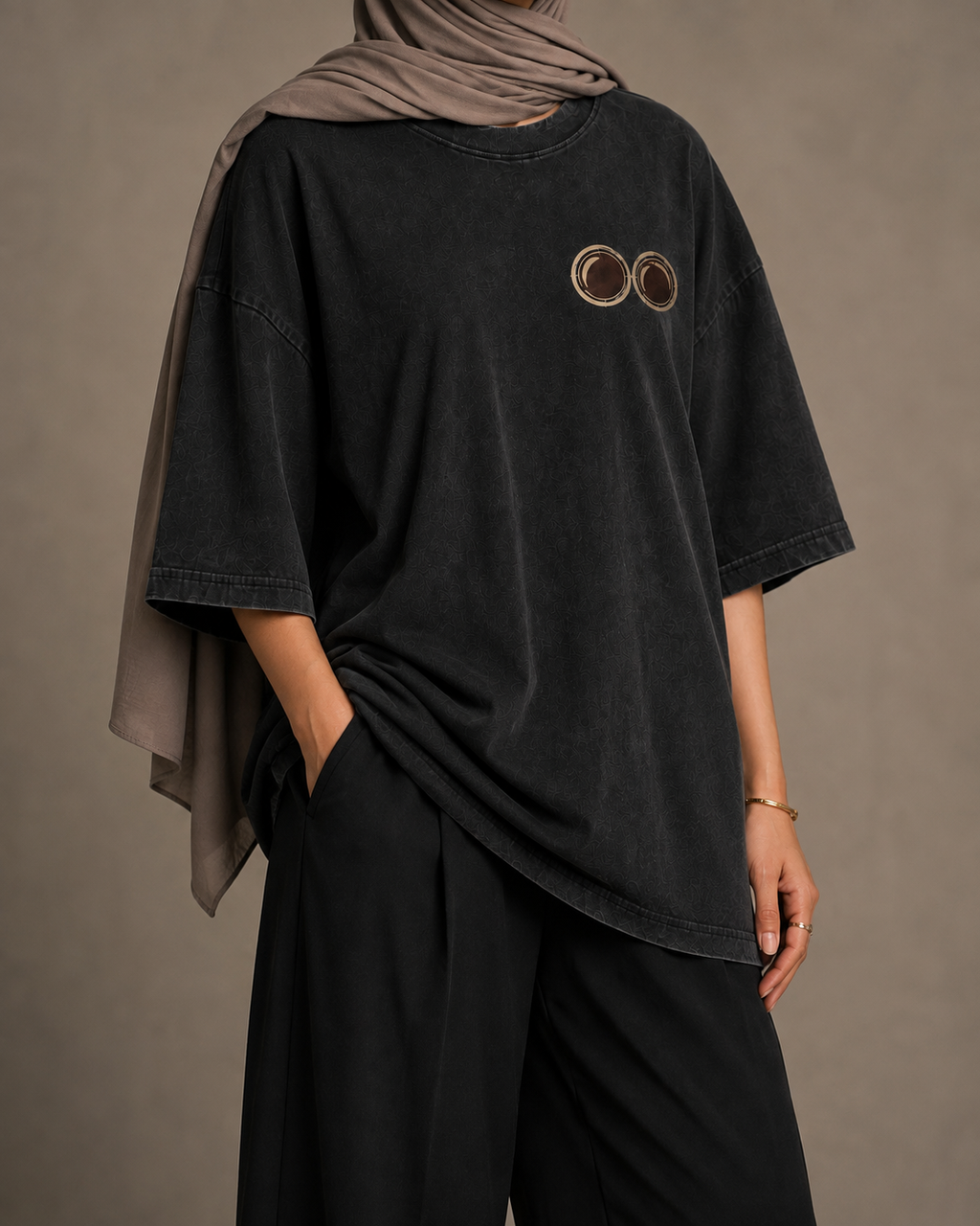 Double Shot Women’s Oversized Drop Shoulder T-Shirt – Washed Black