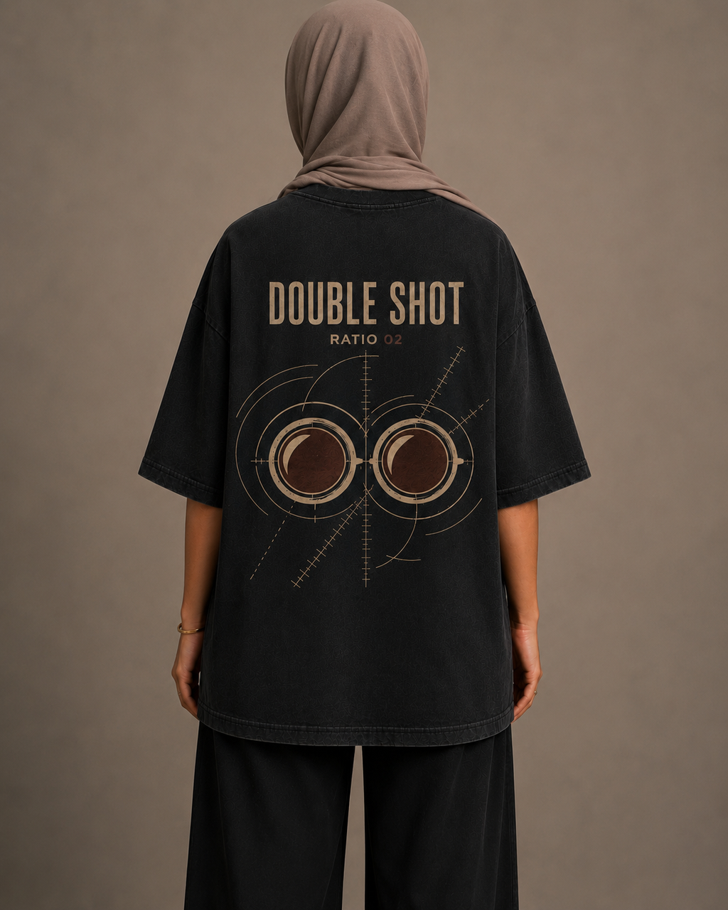 Double Shot Women’s Oversized Drop Shoulder T-Shirt – Washed Black