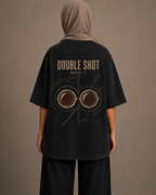 Double Shot Women’s Oversized Drop Shoulder T-Shirt – Washed Black