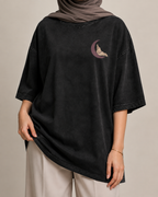Reading After Midnight Women’s Oversized Drop Shoulder T-Shirt – Washed Black