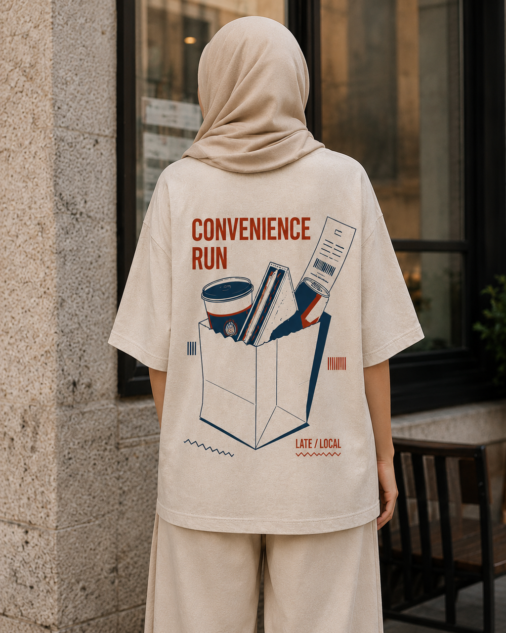 Convenience Run Women’s Oversized Drop Shoulder T-Shirt – Off-White