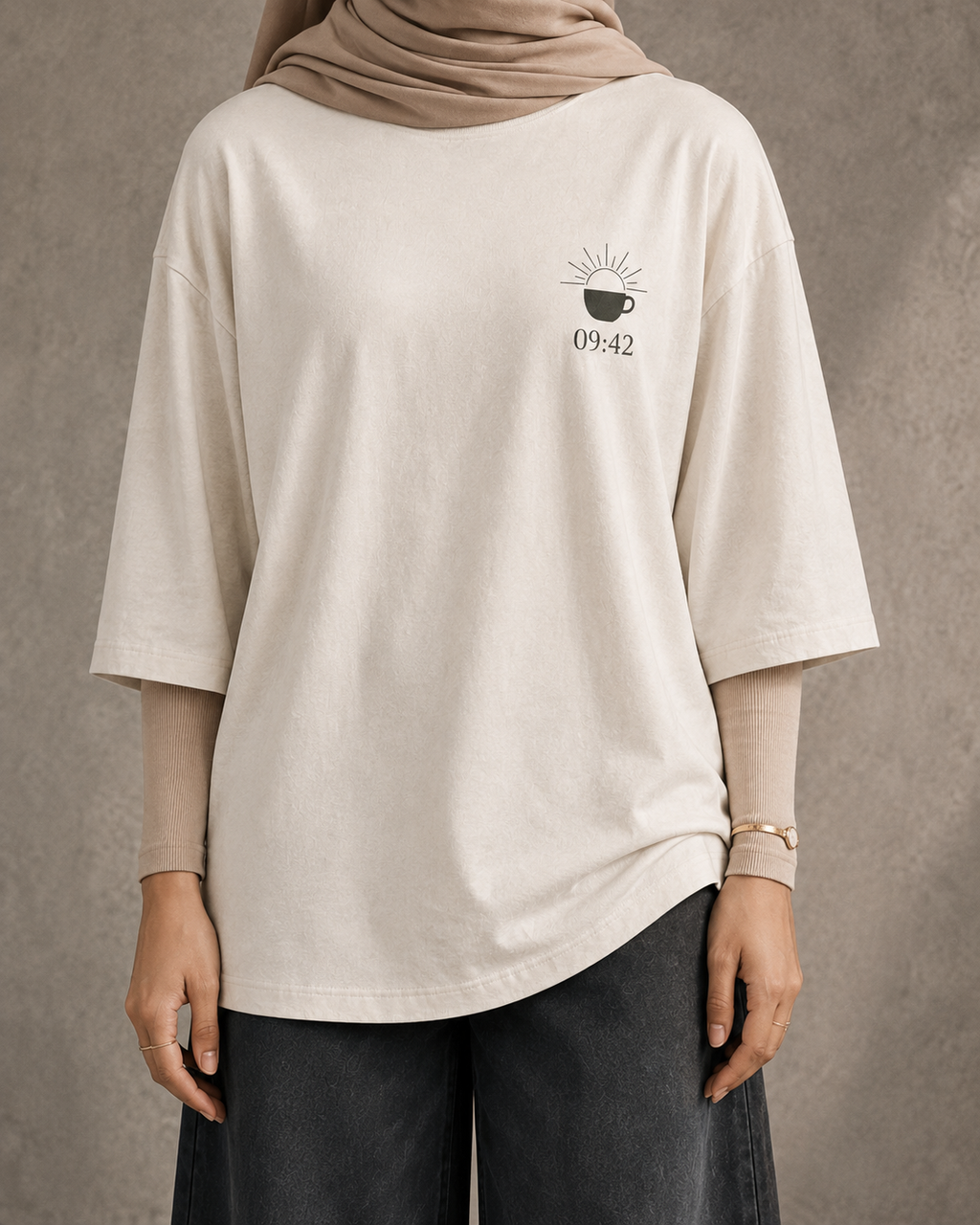 Slow Morning Women’s Oversized Drop Shoulder T-Shirt – Off-White
