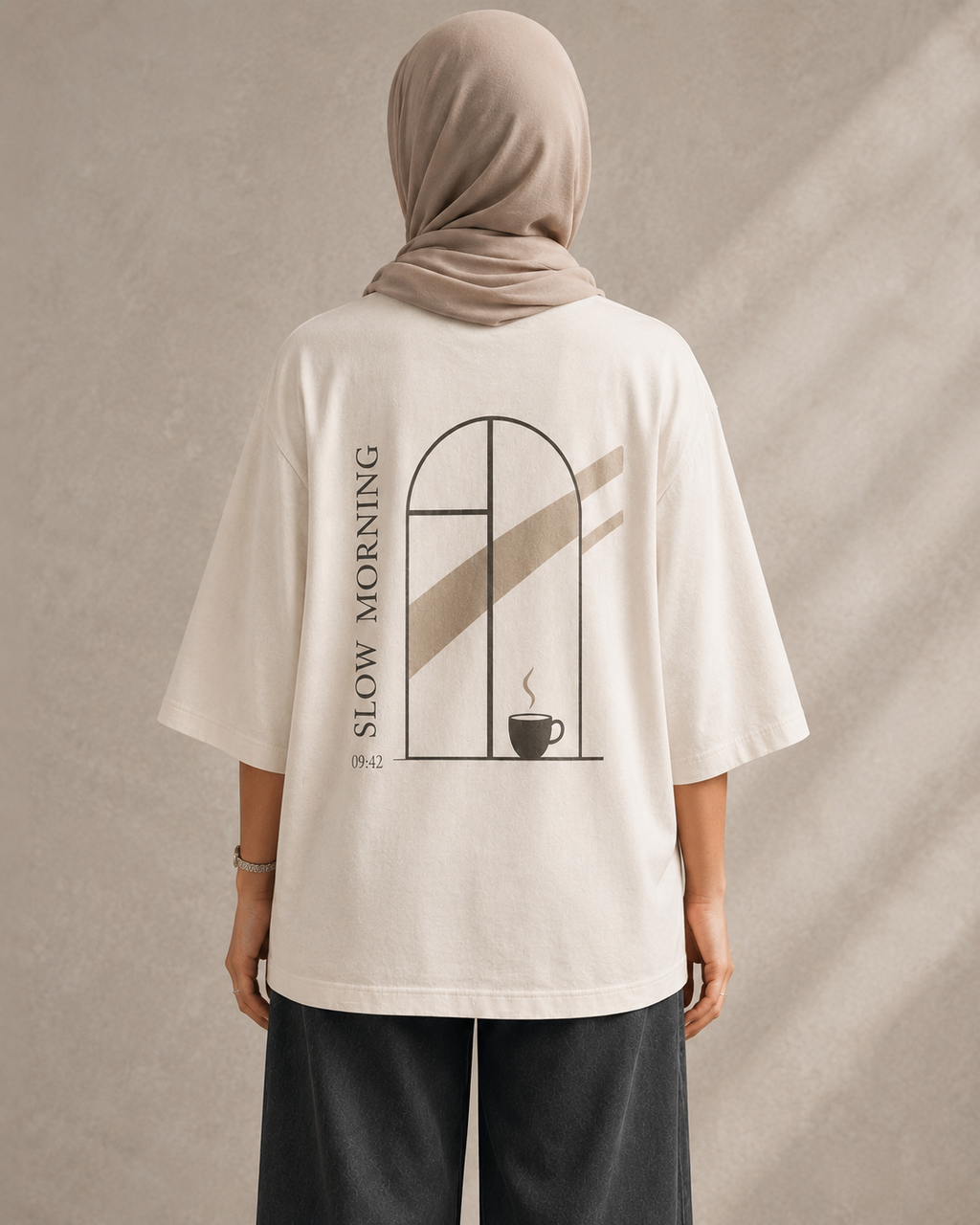 Slow Morning Women’s Oversized Drop Shoulder T-Shirt – Off-White