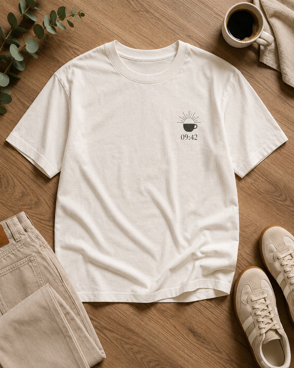 Slow Morning Women’s Oversized Drop Shoulder T-Shirt – Off-White