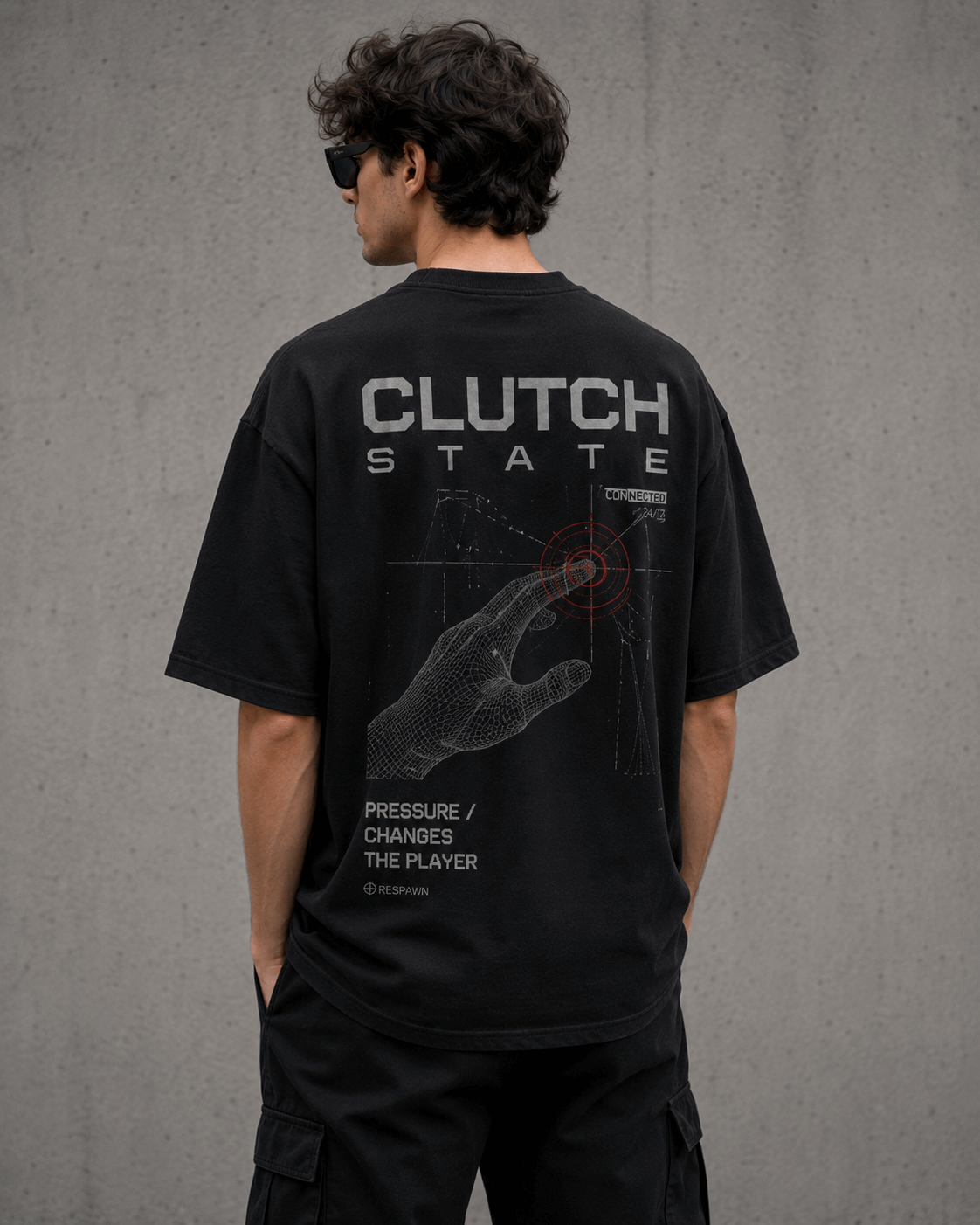 Clutch State Drop-Shoulder Graphic T-Shirt – Black