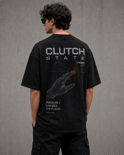 Clutch State Drop-Shoulder Graphic T-Shirt – Black