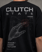 Clutch State Drop-Shoulder Graphic T-Shirt – Black
