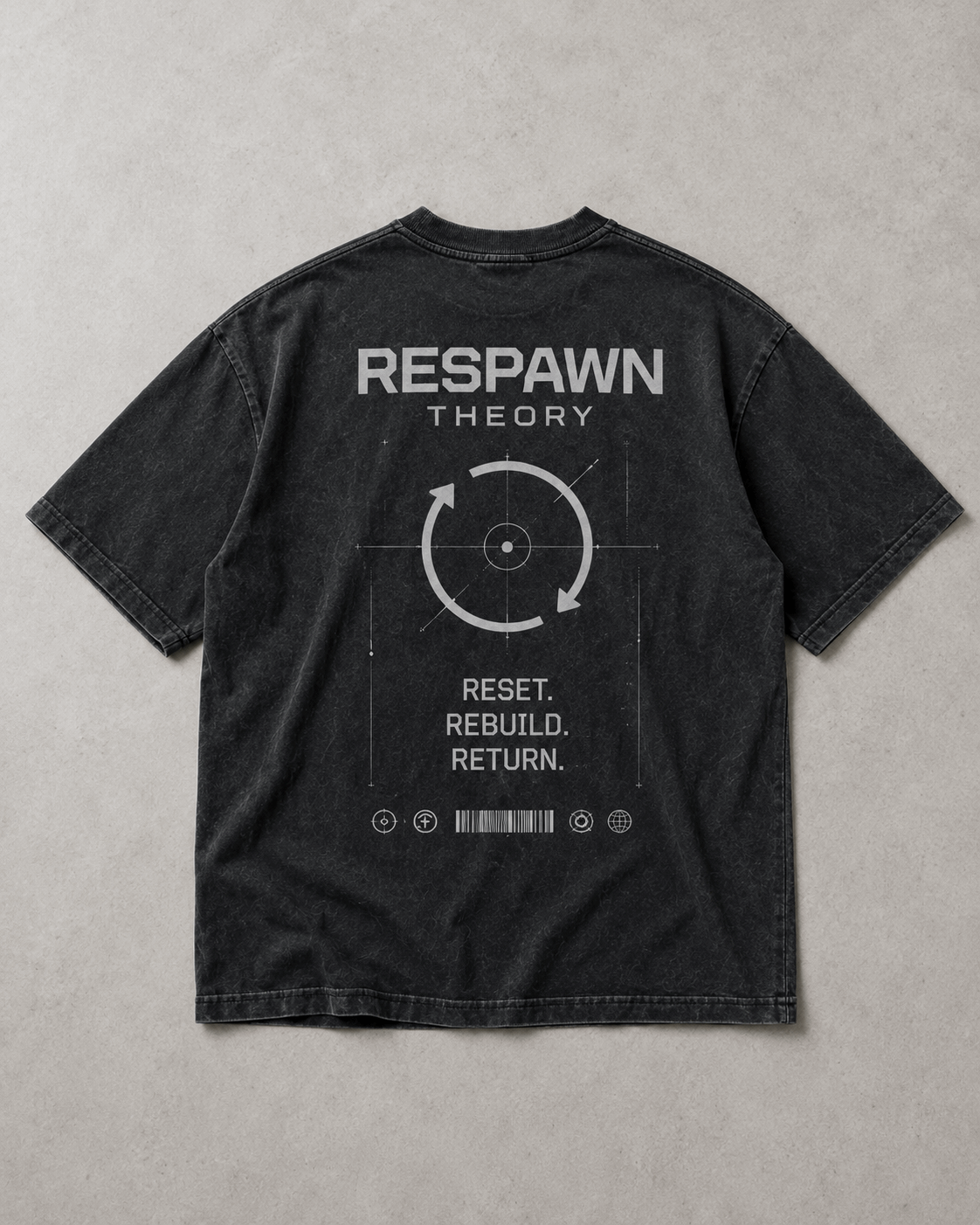 Respawn Theory Drop-Shoulder Graphic T-Shirt – Washed Charcoal
