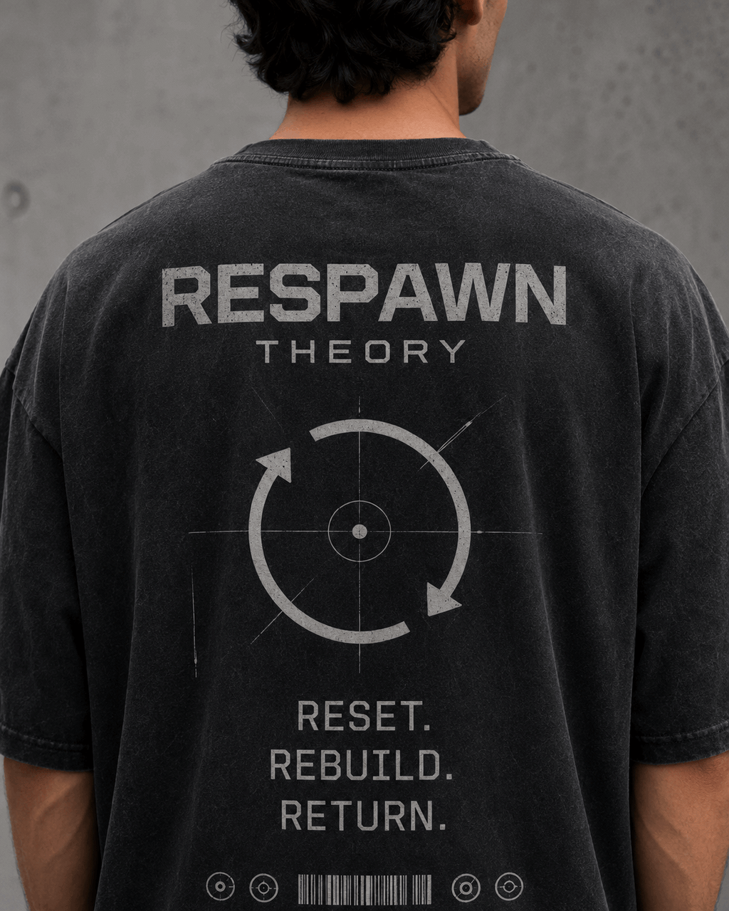 Respawn Theory Drop-Shoulder Graphic T-Shirt – Washed Charcoal
