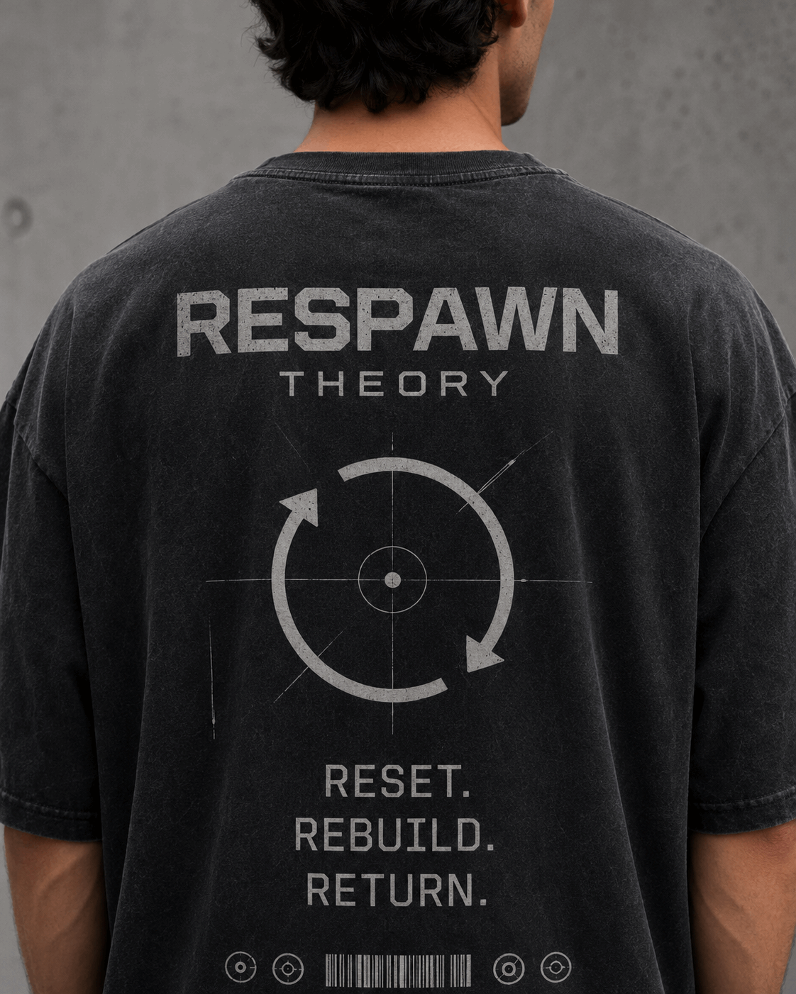 Respawn Theory Drop-Shoulder Graphic T-Shirt – Washed Charcoal
