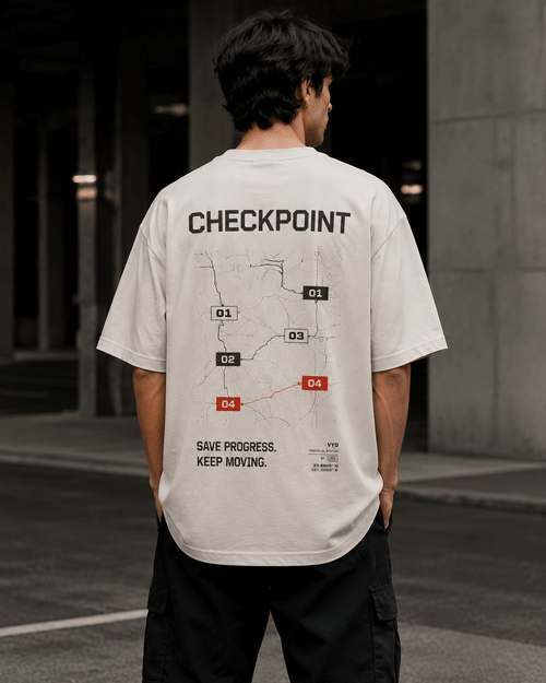Checkpoint Drop-Shoulder Graphic T-Shirt – Off-White