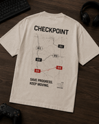 Checkpoint Drop-Shoulder Graphic T-Shirt – Off-White