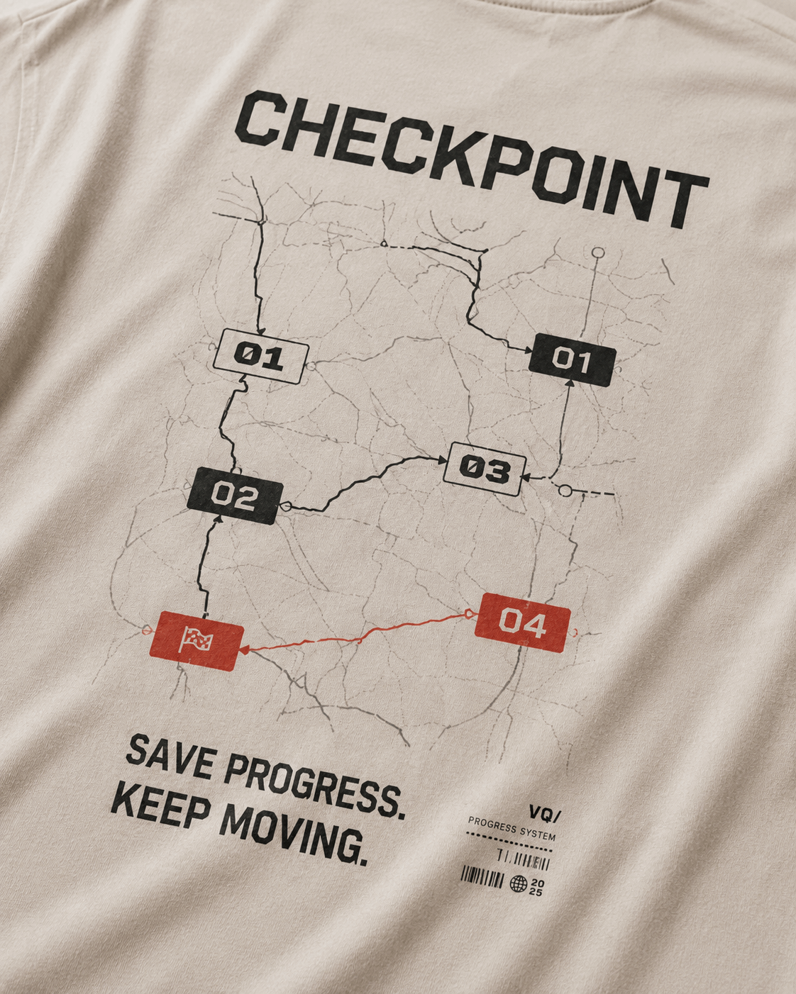 Checkpoint Drop-Shoulder Graphic T-Shirt – Off-White