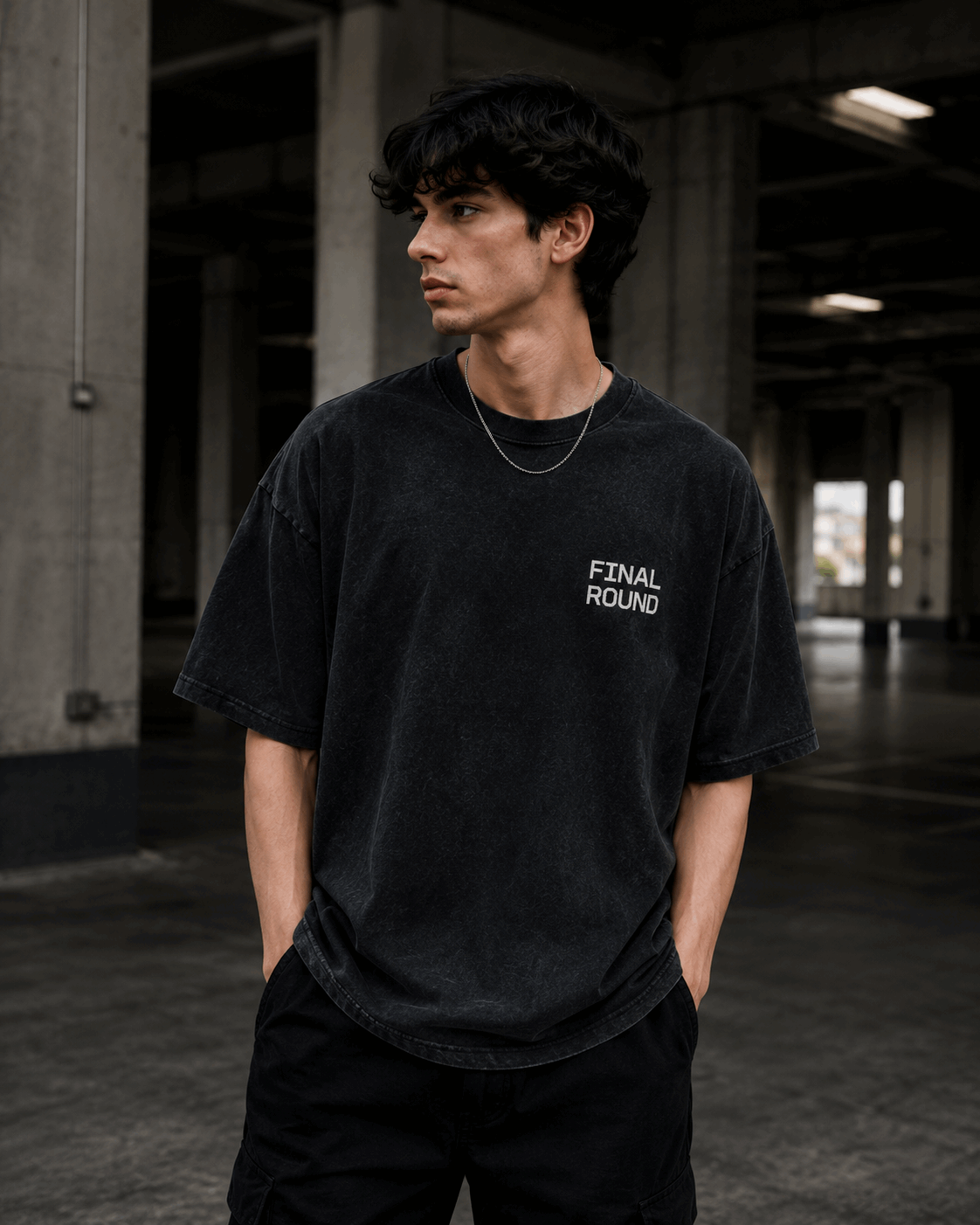 Final Round Drop-Shoulder Graphic T-Shirt – Washed Black
