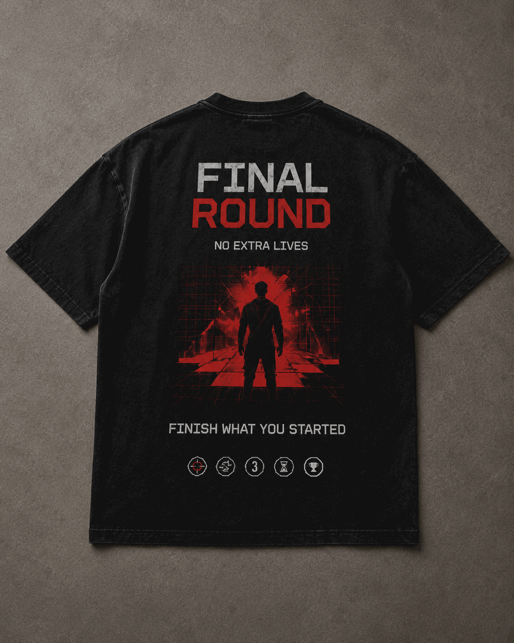 Final Round Drop-Shoulder Graphic T-Shirt – Washed Black